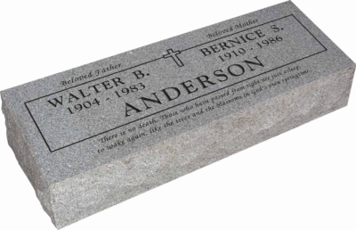 36inch x 12inch x 8inch Pillow Top Headstone in Grey with design B-0