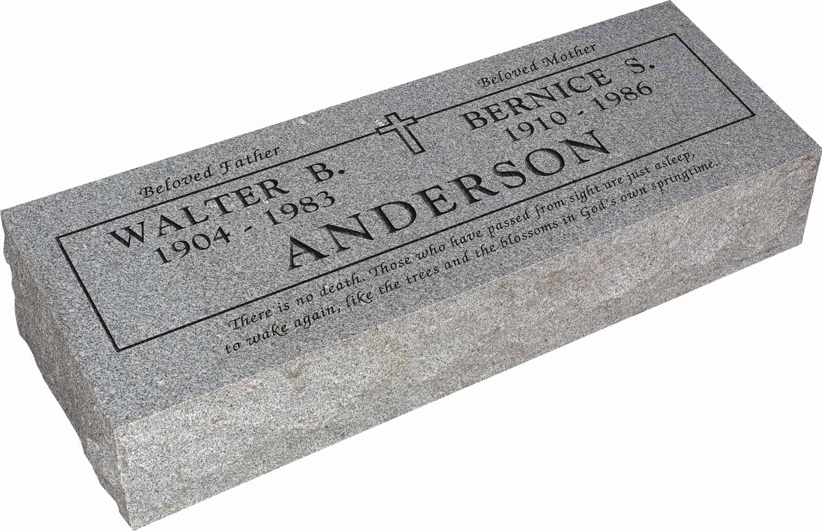 36inch_x_12inch_x_8inch_Pillow_Top_Headstone_in_Grey_with_design_B-0 36inch x 12inch x 8inch Pillow Top Headstone in Grey with design B-0