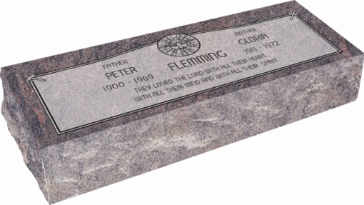 36inch x 12inch x 8inch Pillow Top Headstone in Himalayan with design AS-021, Sanded Panel
