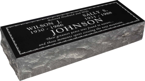 36inch x 12inch x 8inch Pillow Top Headstone in Imperial Black with design B-3
