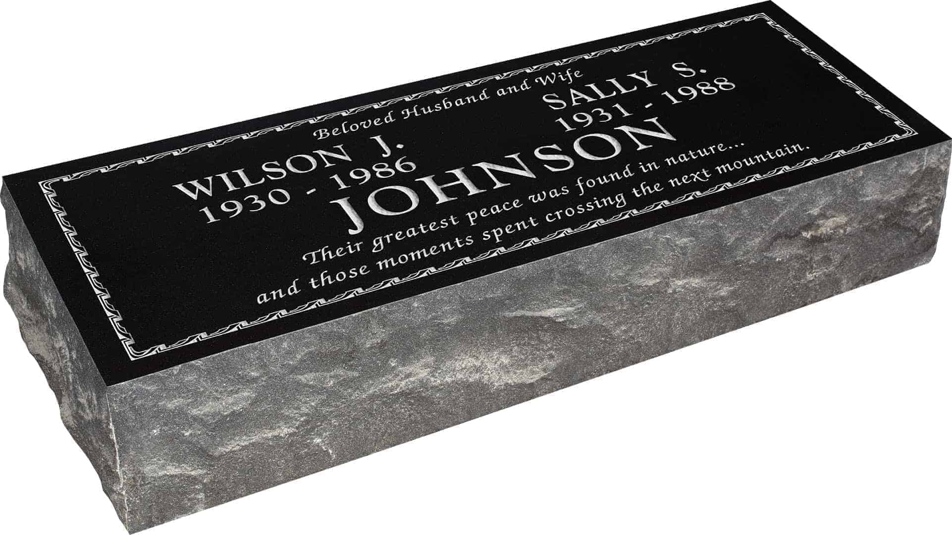 36inch_x_12inch_x_8inch_Pillow_Top_Headstone_in_Imperial_Black_with_design_B-3 36inch x 12inch x 8inch Pillow Top Headstone in Imperial Black with design B-3