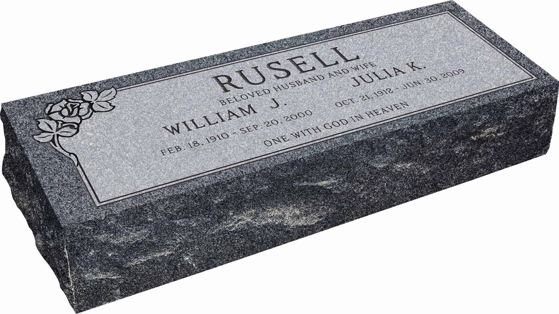 36inch_x_12inch_x_8inch_Pillow_Top_Headstone_in_Imperial_Grey_with_design_SD-101,_Sanded_Panel 36inch x 12inch x 8inch Pillow Top Headstone in Imperial Grey with design SD-101, Sanded Panel