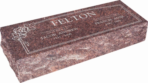 36inch x 12inch x 8inch Pillow Top Headstone in Mahogany with design SD-102