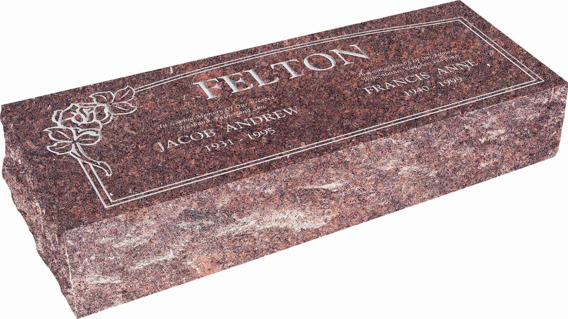 36inch_x_12inch_x_8inch_Pillow_Top_Headstone_in_Mahogany_with_design_SD-102 36inch x 12inch x 8inch Pillow Top Headstone in Mahogany with design SD-102