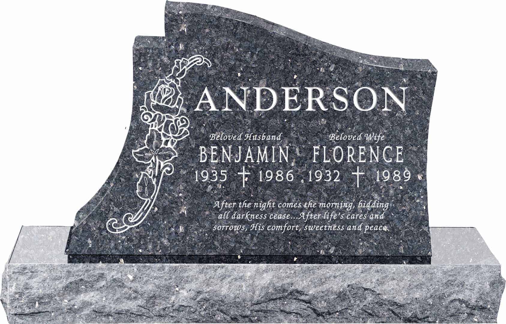 36inch_x_6inch_x_24inch_Princeton_Upright_Headstone_polished_all_sides_with_48inch_Base_in_Blue_Pearl_with_design_1 36 inch x 6 inch x 24 inch Princeton Upright Headstone polished all sides with 48 inch Base in Blue Pearl