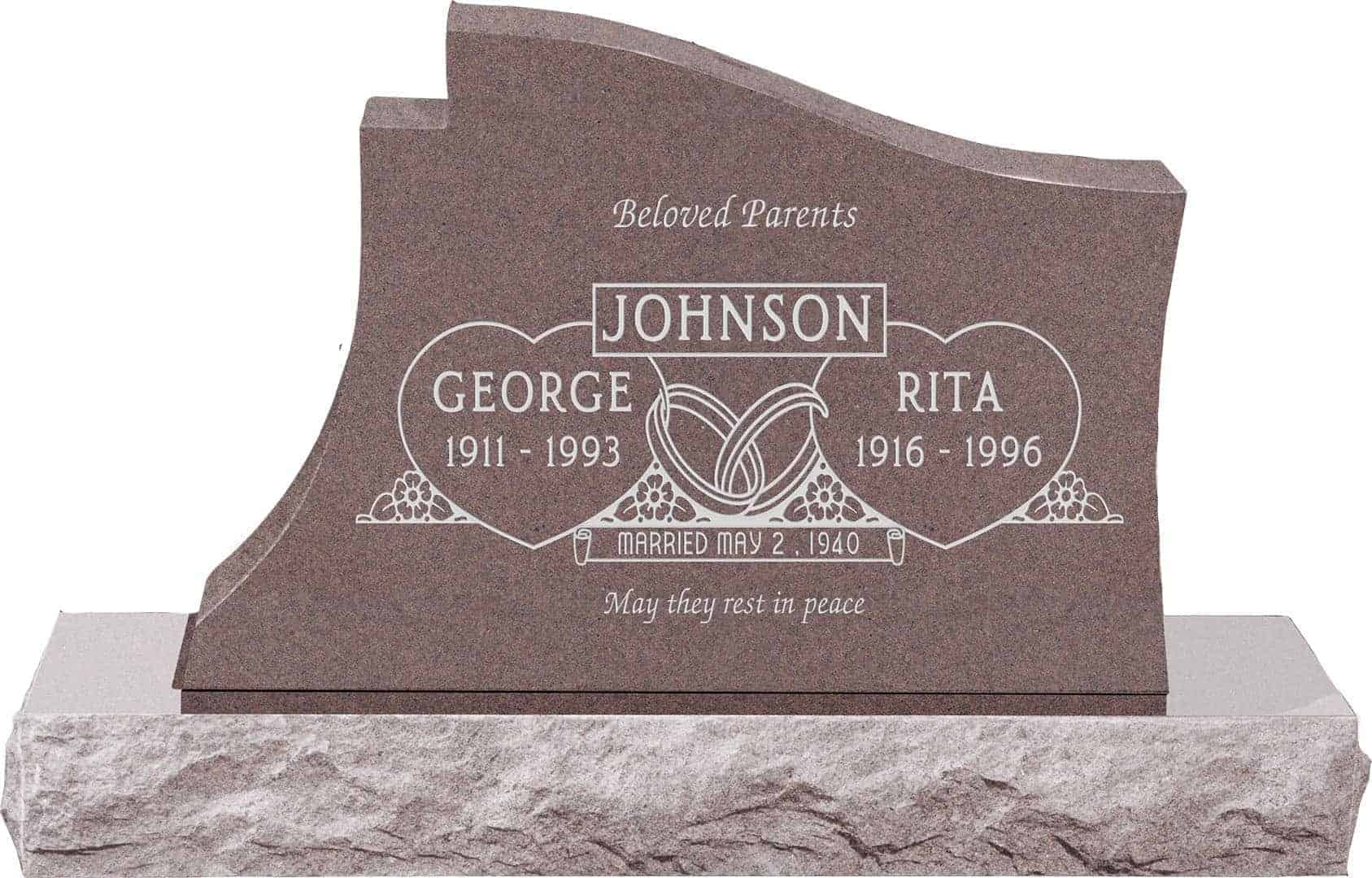 36inch_x_6inch_x_24inch_Princeton_Upright_Headstone_polished_all_sides_with_48inch_Base_in_Desert_Pink_with_design_1 36 inch x 6 inch x 24 inch Princeton Upright Headstone polished all sides with 48 inch Base in Desert Pink