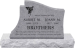 36 inch x 6 inch x 24 inch Princeton Upright Headstone polished all sides with 48 inch Base in Grey
