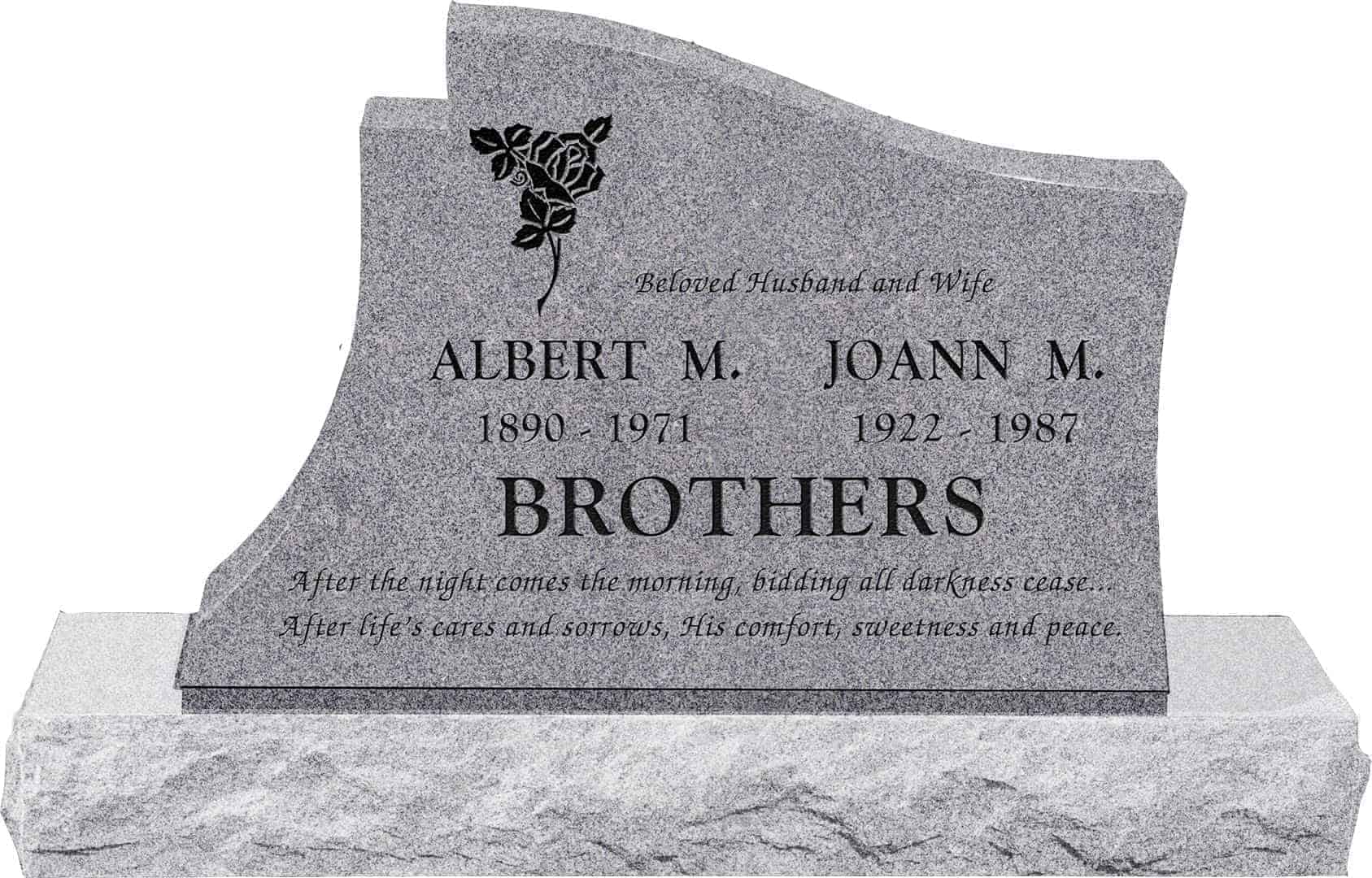 36inch_x_6inch_x_24inch_Princeton_Upright_Headstone_polished_all_sides_with_48inch_Base_in_Grey_with_design_1 36 inch x 6 inch x 24 inch Princeton Upright Headstone polished all sides with 48 inch Base in Grey