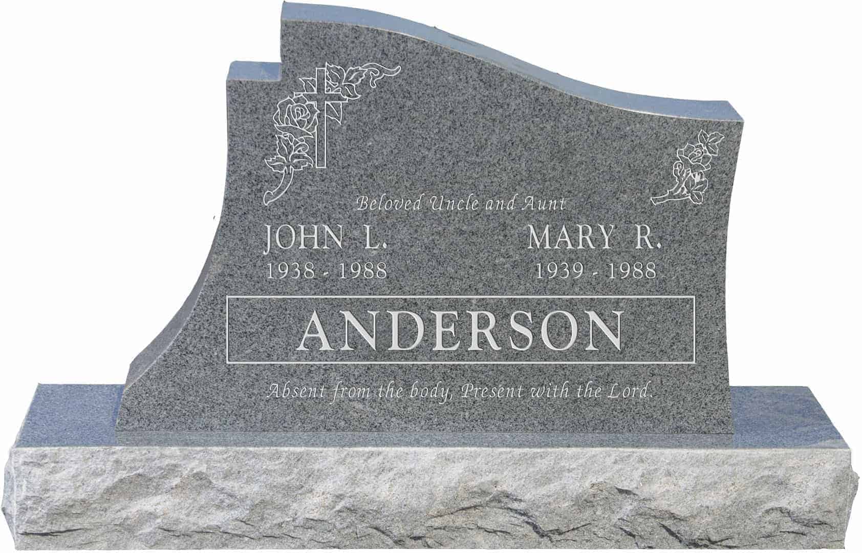 36inch_x_6inch_x_24inch_Princeton_Upright_Headstone_polished_all_sides_with_48inch_Base_in_Imperial_Grey_with_design_1 36 inch x 6 inch x 24 inch Princeton Upright Headstone polished all sides with 48 inch Base in Imperial Grey