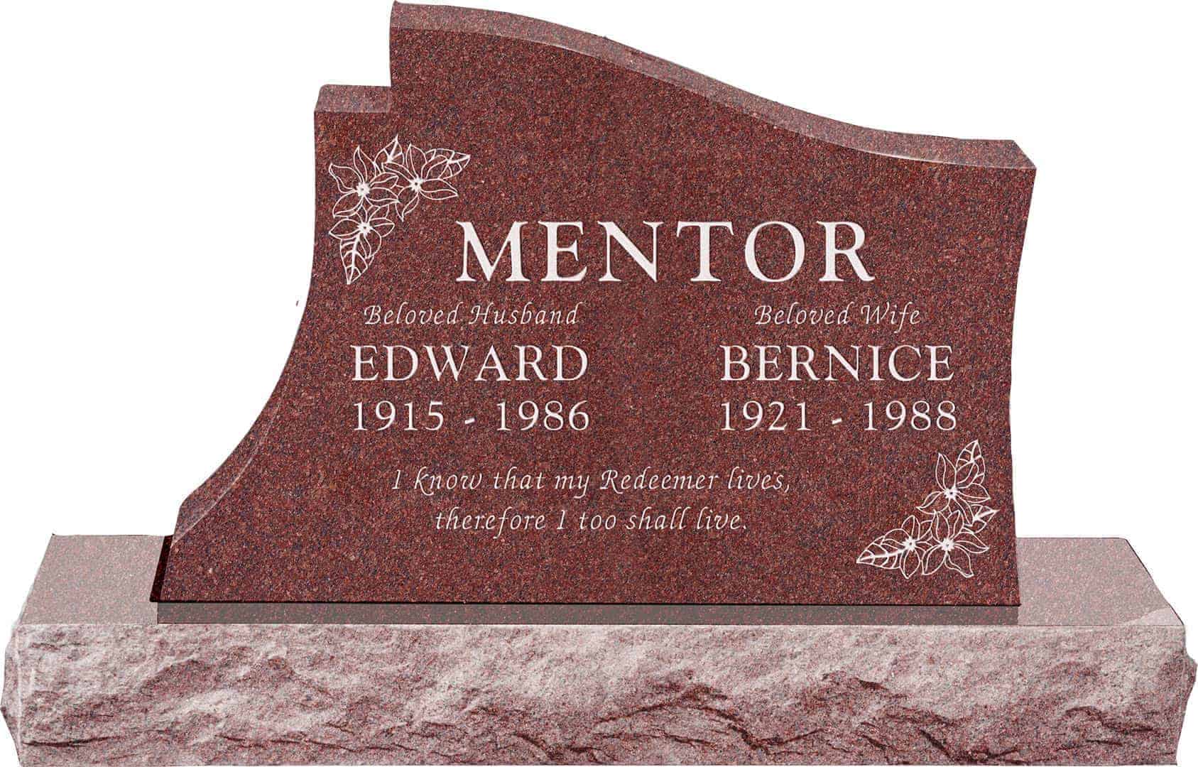 Princeton Upright Headstone Polished All Sides With 48 Base Honor Life