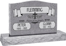 36inch_x_6inch_x_24inch_Serp_Top_Upright_Headstone_polished_front_and_back_with_48inch_Base_in_Grey_with_design_AS-021_Sanded_Panel 36 inch x 6 inch x 24 inch Serp Top Upright Headstone polished front and back with 48 inch Base in Grey with design AS-021 Sanded Panel