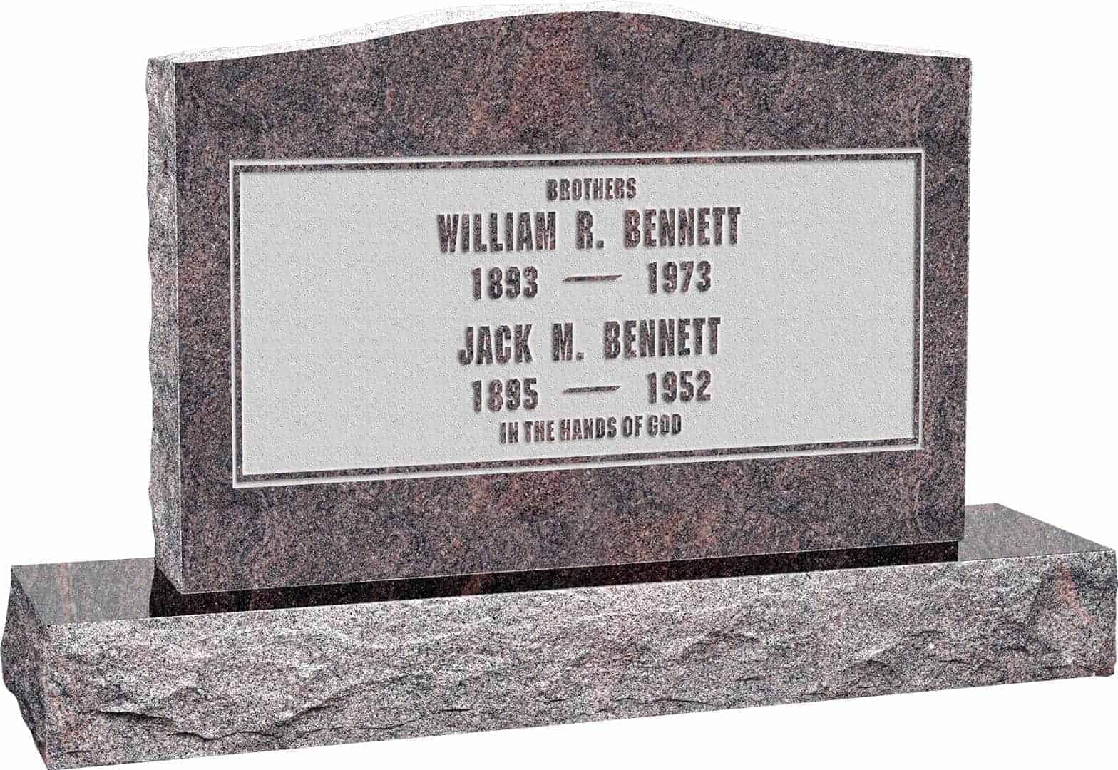 36inch_x_6inch_x_24inch_Serp_Top_Upright_Headstone_polished_front_and_back_with_48inch_Base_in_Himalayan_with_design_F-102 36 inch x 6 inch x 24 inch Serp Top Upright Headstone polished front and back with 48 inch Base in Himalayan with design F-102