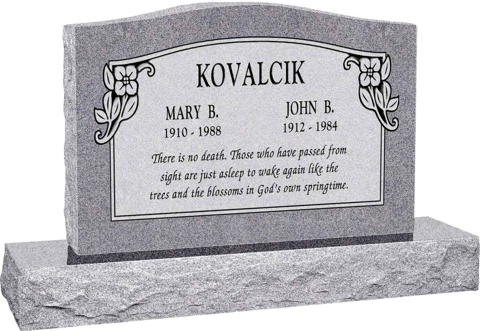 36inch_x_6inch_x_24inch_Serp_Top_Upright_Headstone_polished_top_front_and_back_with_48inch_Base_in_Grey_with_design_SD-114_Sanded_Panel 36 inch x 6 inch x 24 inch Serp Top Upright Headstone polished top front and back with 48 inch Base in Grey with design SD-114 Sanded Panel