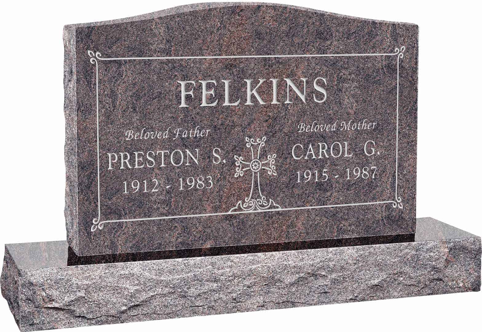 36inch_x_6inch_x_24inch_Serp_Top_Upright_Headstone_polished_top_front_and_back_with_48inch_Base_in_Himalayan_with_design_SD-906 36 inch x 6 inch x 24 inch Serp Top Upright Headstone polished top front and back with 48 inch Base in Himalayan with design SD-906