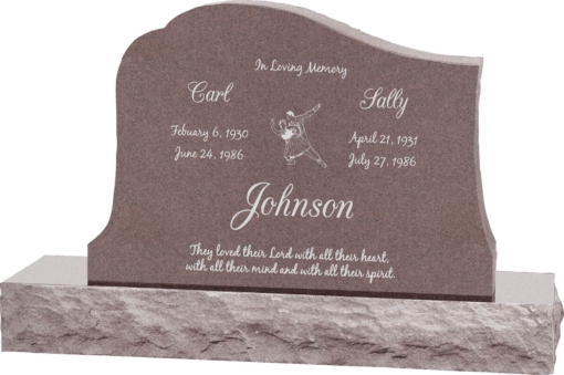 36inch x 6inch x 24inch Solitude Upright Headstone polished all sides with 48inch Base in Desert Pink
