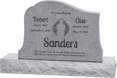 36inch x 6inch x 24inch Solitude Upright Headstone polished all sides with 48inch Base in Grey