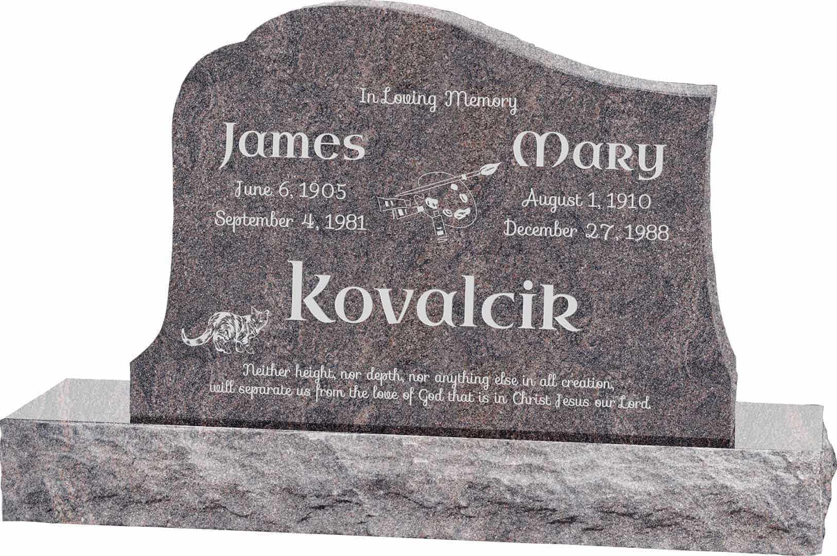 36inch_x_6inch_x_24inch_Solitude_Upright_Headstone_polished_all_sides_with_48inch_Base_in_Himalayan_with_design_1 36inch x 6inch x 24inch Solitude Upright Headstone polished all sides with 48inch Base in Himalayan