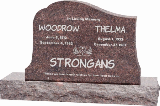 36inch x 6inch x 24inch Solitude Upright Headstone polished all sides with 48inch Base in Mahogany