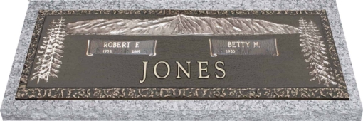 36x13 Dark Bronze Mountain Scene Trees Left Right with Granite Base Front Perspective