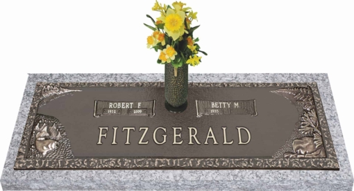 36x13 Dark Bronze Waters Edge with Granite Base and Vase Front Perspective