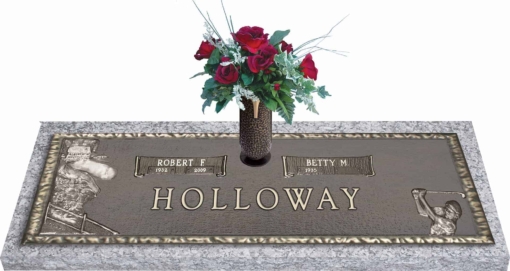 44x14 Dark Bronze Golf Male with Granite Base and Vase Front Perspective