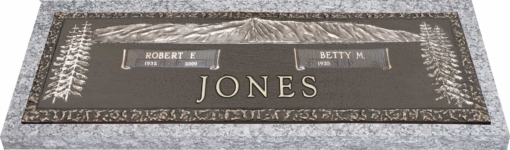 44x14 Dark Bronze Mountain Scene Trees Left & Right with Granite Base Front Perspective