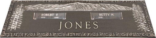 44x14 Dark Bronze Mountain Scene Trees Left & Right without Base Front Perspective