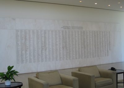 Crystal Cathedral white marble donor wall