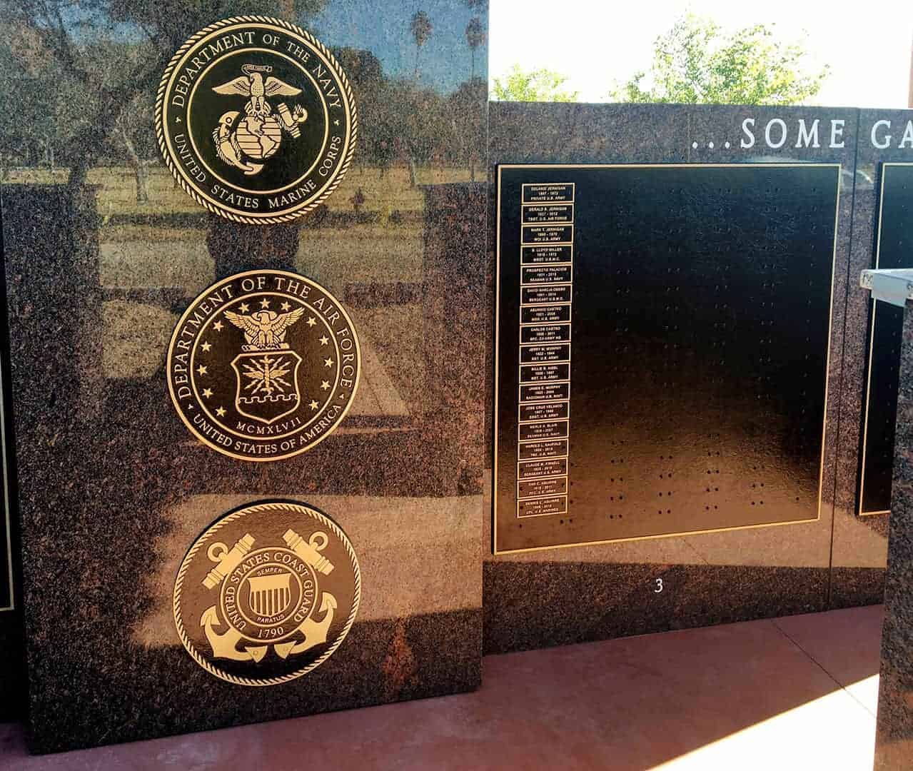 Evergreen-Cemetery-El-Centro-Veterans-Memorial-bronze-military-medallions-close-up