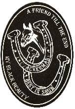 Oval-Pet-Memorial-in-Imperial-Black-(PM132BK)-with-horseshoe-design Oval Pet Memorial in Imperial Black PM132BK with horseshoe design