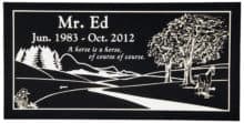 Rectangle-1-Pet-Memorial-in-Imperial-Black-(PM134BK)-with-horse-and-mountains-design Rectangle-1-Pet-Memorial-in-Imperial-Black-(PM134BK)-with-horse-and-mountains-design