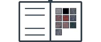 Catalog showing granite color options