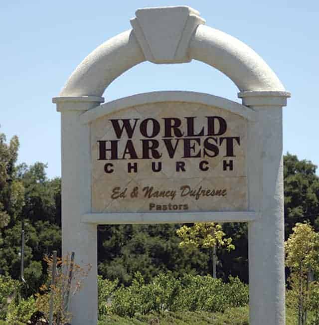 World Harvest Church waterjet sign